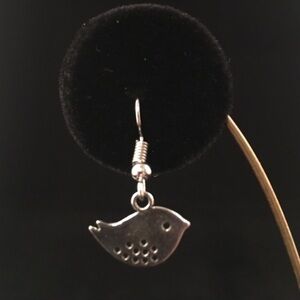 Dainty silver small mod dangle bird earrings new
